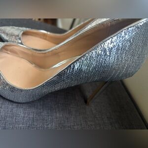 Elegant Silver Sequin Pumps bride shoes
